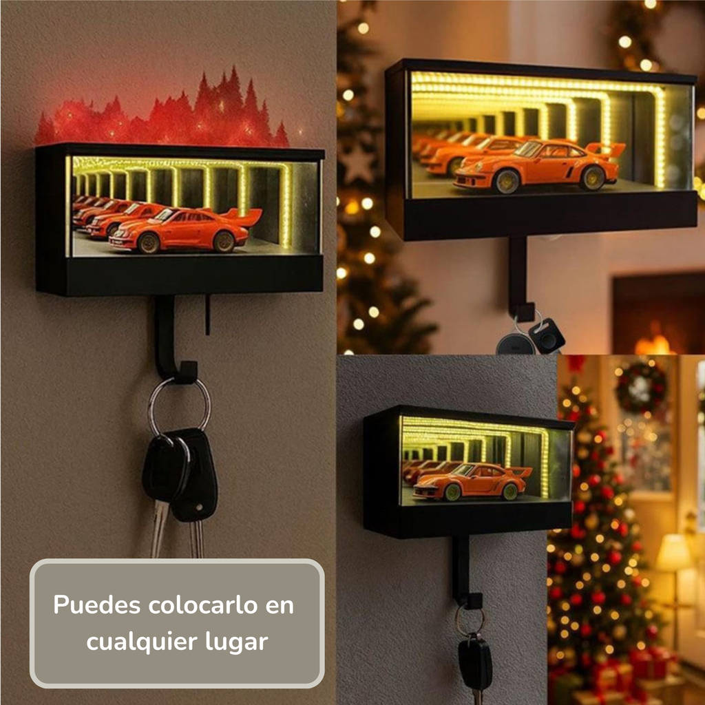 Portallaves LED con diseño de garaje — Orden, estilo y luz automática