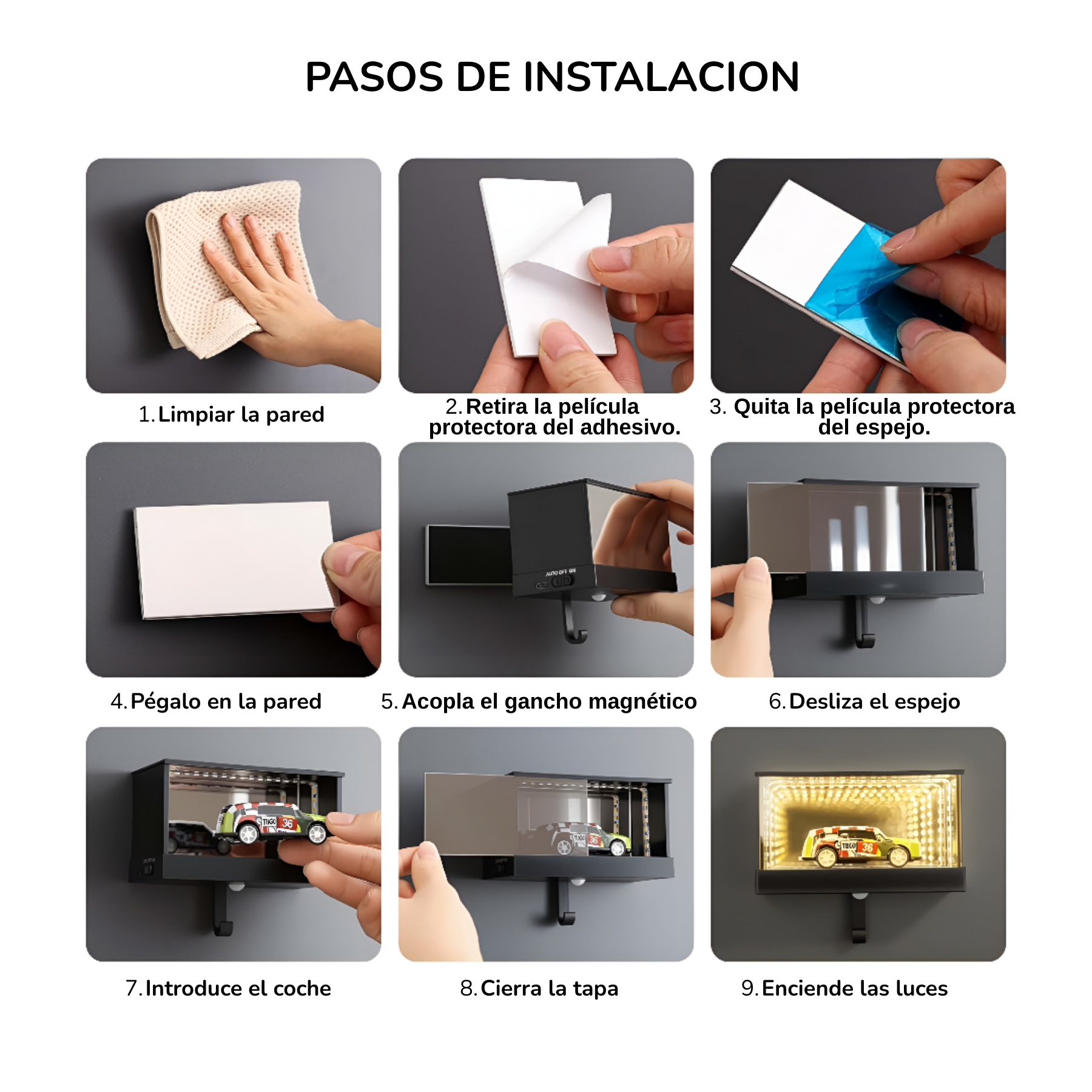 Portallaves LED con diseño de garaje — Orden, estilo y luz automática